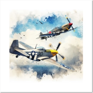 Fantasy illustration of WWII aircraft in battle Posters and Art